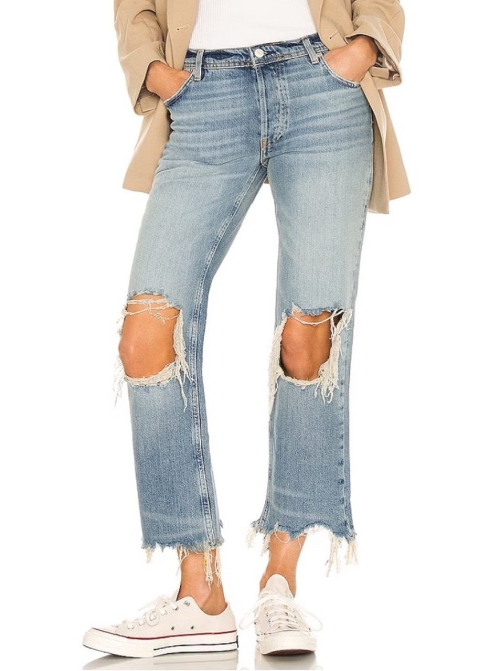 Free People Maggie Mid Rise Straight Leg Jeans in Aged to Perfection | Size 24